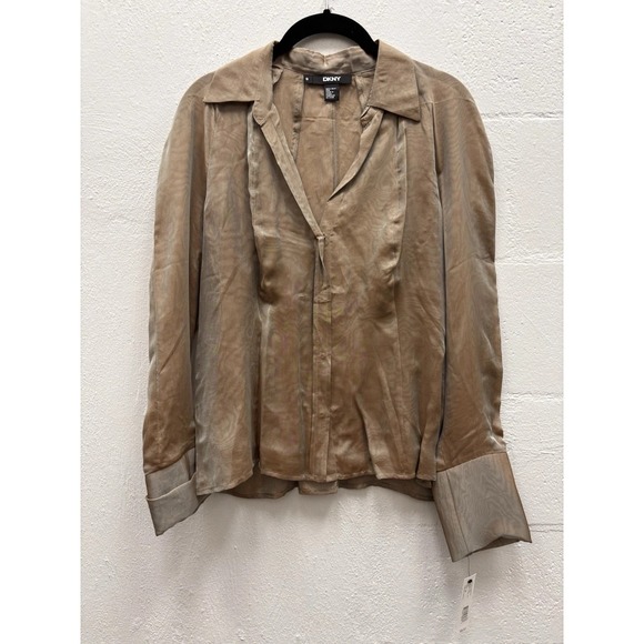Dkny Tops - DKNY Sz 8 Silk Semi Sheer Blouse snaps   Fitted Irridescent originally MSRP$295